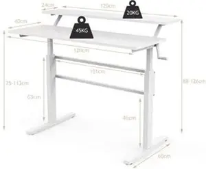 Costway 2-Tier Standing Computer Desk Sit To Stand Workstation Ergonomic Computer Table White