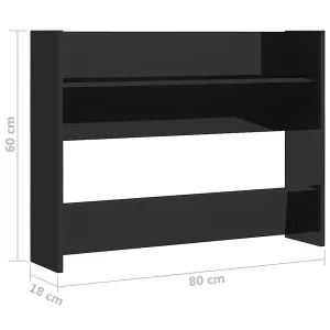 Berkfield Wall Shoe Cabinets 2 pcs High Gloss Black 80x18x60 cm Engineered Wood