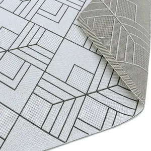 White Outdoor Rug, Geometric Stain-Resistant Rug For Patio Garden Balcony, 4mm Modern Outdoor Area Rug-160cm X 230cm