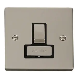 Pearl Nickel 13A Fused Ingot Connection Unit Switched - Black Trim - SE Home