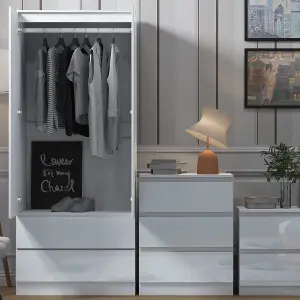 Stora 2 Door 2 Drawer Combination Wardrobe High Gloss White