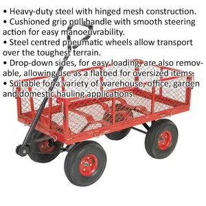 200kg Heavy Duty Platform Truck with Removable Sides and Pneumatic Wheels for Versatile Hauling