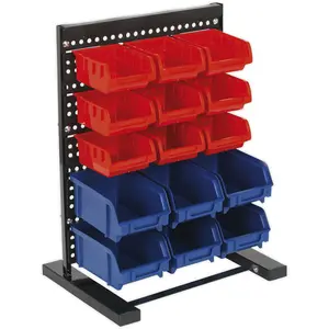 15 Tray / Bin Bench Mounted Parts Storage Rack - Garage & Warehouse Picking Unit