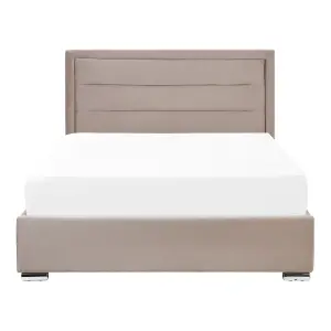 Velvet EU Double Size Ottoman Bed Taupe ROUEN