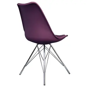 Soho Aubergine Plastic Dining Chair with Chrome Metal Legs