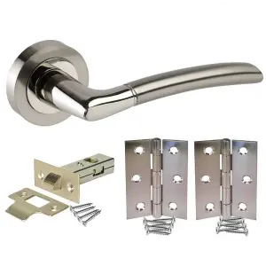 Golden Grace Indiana Style Chrome Door Handles, Duo Finish, 6 Sets (Lever Latch Pack)