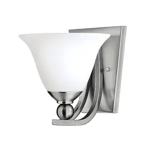 Elstead Bolla 1 Light Wall Light Brushed Nickel Glass Shade, E27