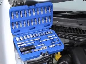 Faithfull 46-Piece Metric Socket Set with Ratchet and Accessories