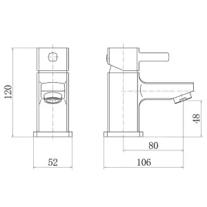 Rinse Bathrooms Modern Cloakroom Mono Basin Mixer Tap Single Lever Bathroom Sink Tap Chrome with UK Standard Hoses