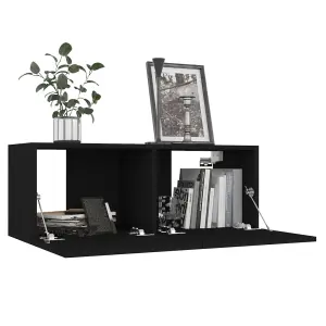 Berkfield 4 Piece TV Cabinet Set Black Engineered Wood