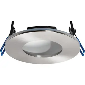 Satin Nickel Recessed Bathroom Downlight - 9W Cool White LED Slim Ceiling Light