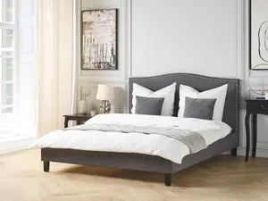 Fabric EU King Size Bed Grey MONTPELLIER