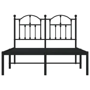 Berkfield Metal Bed Frame with Headboard Black 120x190 cm