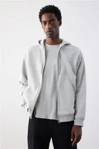 Men - Grey Loose Fit Zip-Through Hoodie - Size: XL - H&M