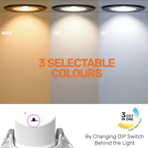 paul russells LED Downlight Brush Nickel Tilt Recessed Ceiling Spotlight 4.8W 500 Lumens, IP44, Colour Changeable CCT3 Pack of 10