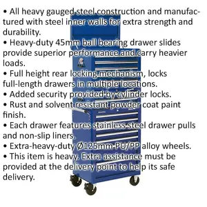 Heavy Duty Blue 14 Drawer Stacking Tool Chest and Rollcab Bundle