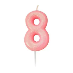 Anniversary House Glitter 8th Birthday Pick Candle Pink (One Size)