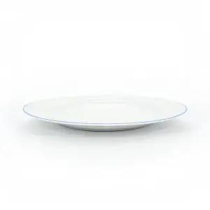 Set of 4 Durable White Ceramic Side Plates with Elegant Blue Rim