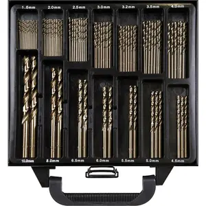 99 Piece HSS Cobalt Drill Bit Set with Split Point Self-Centering Tips for Precision Drilling