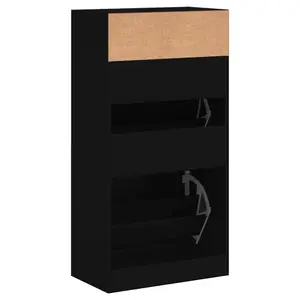 Berkfield Shoe Cabinet Black 60x34x116 cm Engineered Wood