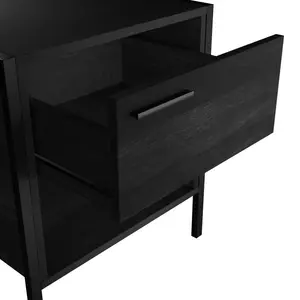 Leola 1 Drawer Bedside Table Distressed Black