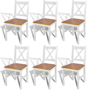 Berkfield Dining Chairs 6 pcs White Pinewood