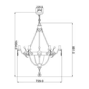 Elstead Windsor 6 Light Chandelier Gold Finish, E14