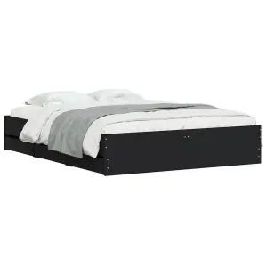 Berkfield Bed Frame with Drawers without Mattress Black 140x190 cm