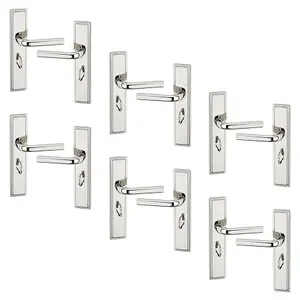 URBNLIVING 221mm Length 12 Pcs Westminster Metal & Polished Nickel Lever Latch Door Bathroom Handle Set