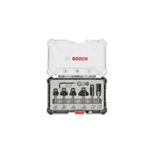 Bosch Professional 6-Piece Router Bit Set for Trim and Edging with 6mm Shank