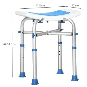 HOMCOM Adjustable Shower Stool with Foot Pads for Elderly Disabled Blue