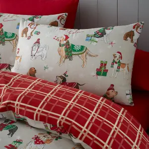 Christmas Dogs Taupe Duvet Cover Set