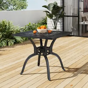 79.5cm W Square Cast Aluminum Outdoor Garden Dining Table with Umbrella Hole