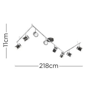 ValueLights Rosie Modern Black Chrome and Chrome 8 Way Adjustable Flexi Z Ceiling Spotlight