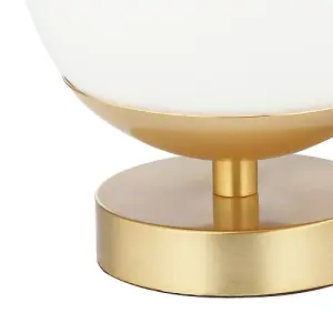 Modern Touch Dimmable LED White Globe Glass Table Lamp with Brushed Gold Base