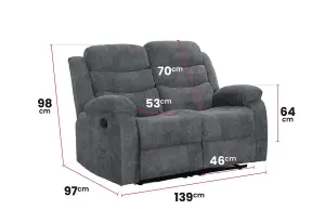 Roma Leather Recliner 3 & 2 Seater Sofa Set Black