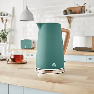 Swan Nordic Pine Green 1.7L Kettle, 4 Slice Toaster & 20L Digital Microwave Set