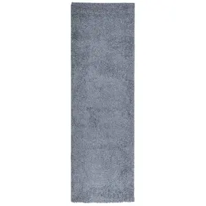 Shaggy Rug PAMPLONA High Pile Modern Blue 80x250 cm