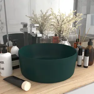 Belfry Bathroom Katha 400mm L x 400mm W Ceramic Circular Sink Dark Green