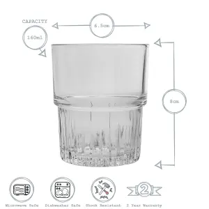 Duralex - Empilable Stackable Drinking Glasses - 160ml Tumblers for Water, Juice - Pack of 6