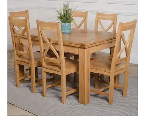 Richmond 140cm - 220cm Oak Extending Dining Table and 6 Chairs Dining Set with Berkeley Chairs