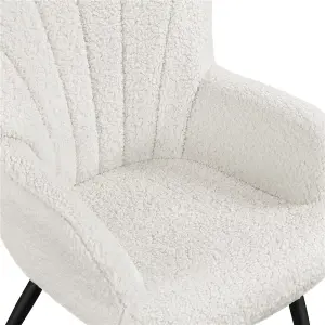 Yaheetech Ivory Upholstered Curved Back Fabric Armchair