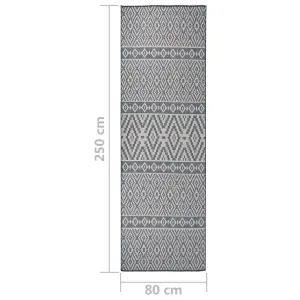 Outdoor Flatweave Rug 80x250 cm Blue Stripes