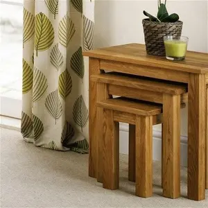 Carmel 3 Piece Nest Of Tables Three Posts Table Base Colour: Oak