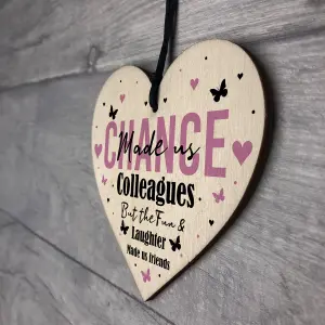 Novelty Chance Made Us Colleague Gift Hanging Wood Heart Birthday Christmas Gift