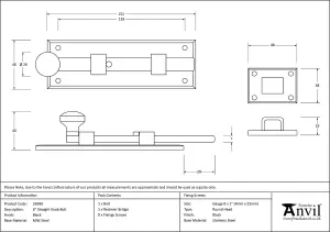 From The Anvil Black 6 Inch Straight Knob Bolt