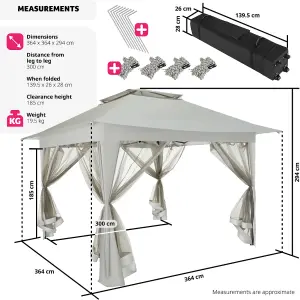 Gazebo Carabobo - 4 side panels, water & UV-resistant, 3.64 x 3.64 x 2.94 m - grey