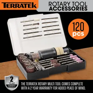 Terratek Rotary Tool Kit 135W&  Accessory Set Variable Speed 8000-33000rpm Ideal for DIY Woodwork & Hobby Craft Dremel Compatible