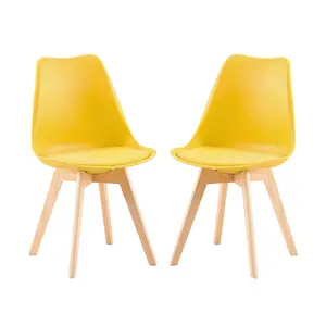 Nero Upholstered Dining Chair (Set of 2) Yellow / Oak