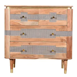 Wilton 4 Drawers Chest - Acacia Wood - L40 x W90 x H90 cm